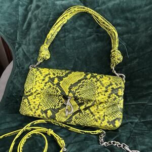 Rebecca Minkoff Edie Snakeskin Bag - neon yellow and black